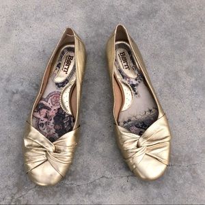 Born Lilly Gold metallic leather knitted flats 7.5